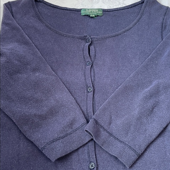 Ralph Lauren Navy Button-Front Knit Dress.  Size P/P.  3/4” sleeves - Picture 2 of 3